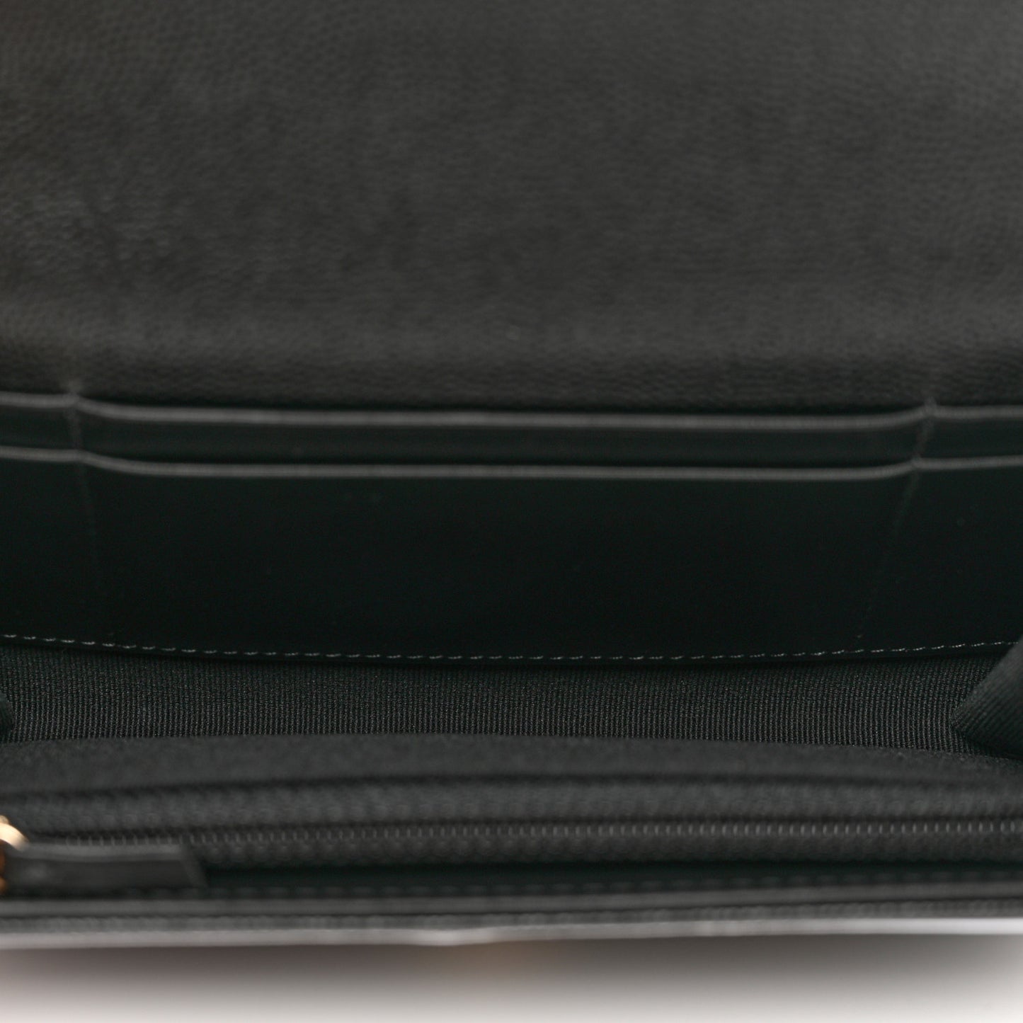 Caviar Quilted Crystal CC Large Gusset Flap Wallet Black