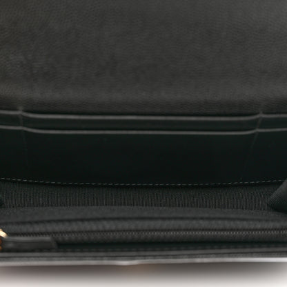 Chanel Caviar Quilted Crystal CC Large Gusset Flap Wallet Black 4 of 7