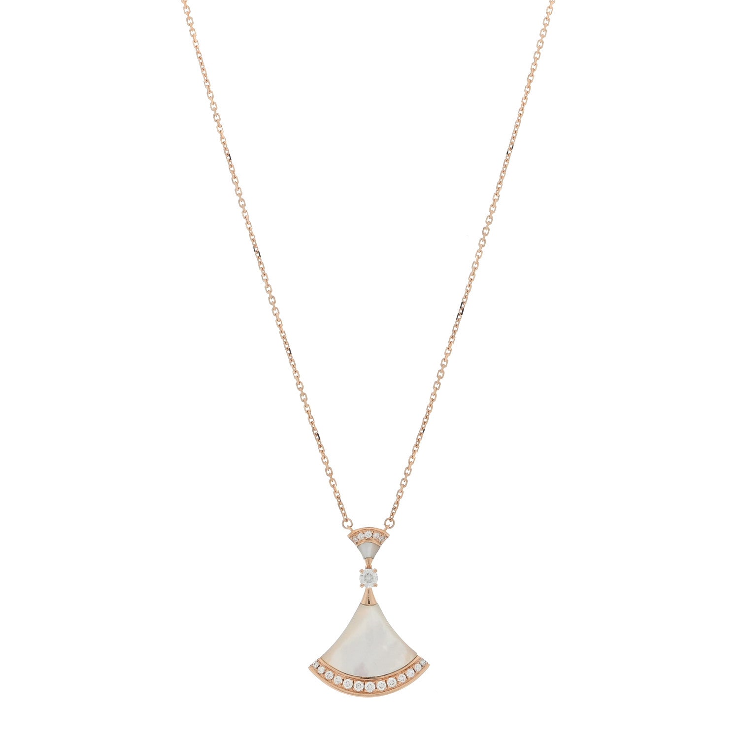 Bulgari 18K Rose Gold Diamond Large Mother of Pearl Divas' Dream Pendant Necklace 1 of 4