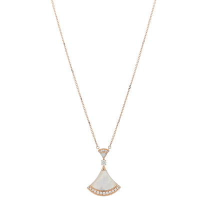 Bulgari 18K Rose Gold Diamond Large Mother of Pearl Divas' Dream Pendant Necklace 1 of 4