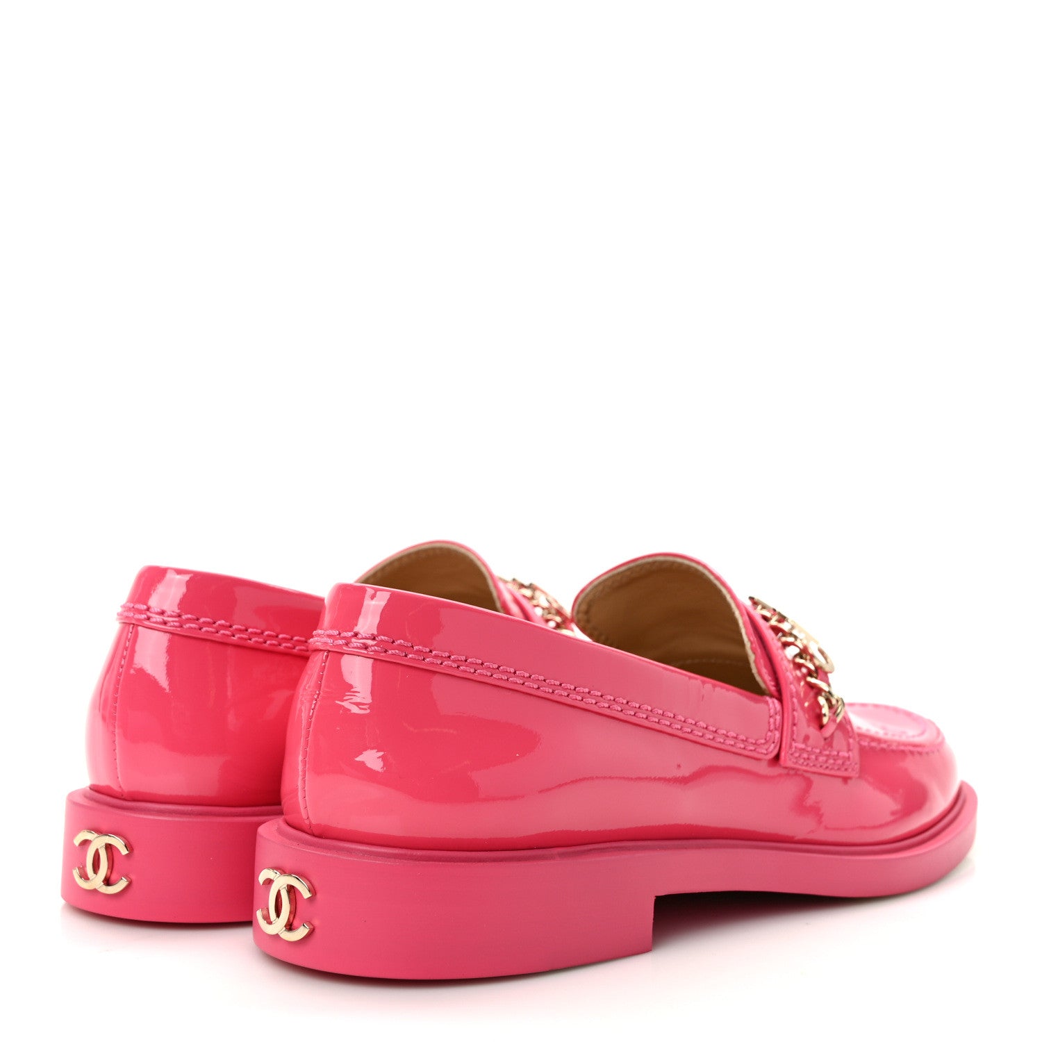 Chanel Patent Calfskin Logo Loafers 37 Pink 4 of 10