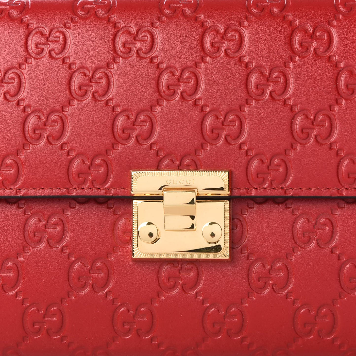 Guccissima Padlock Clutch Hibiscus Red
