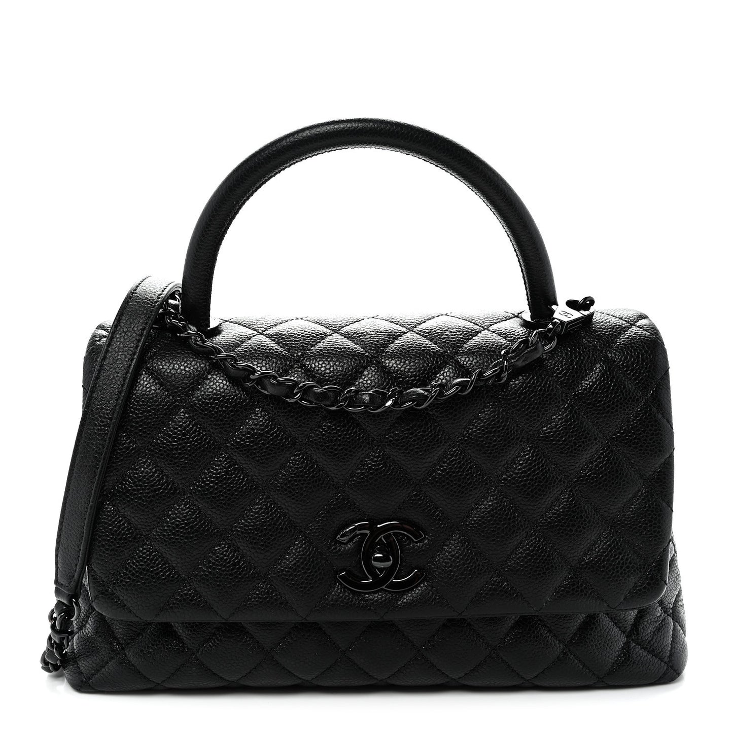 Caviar Quilted Small Coco Handle Flap So Black