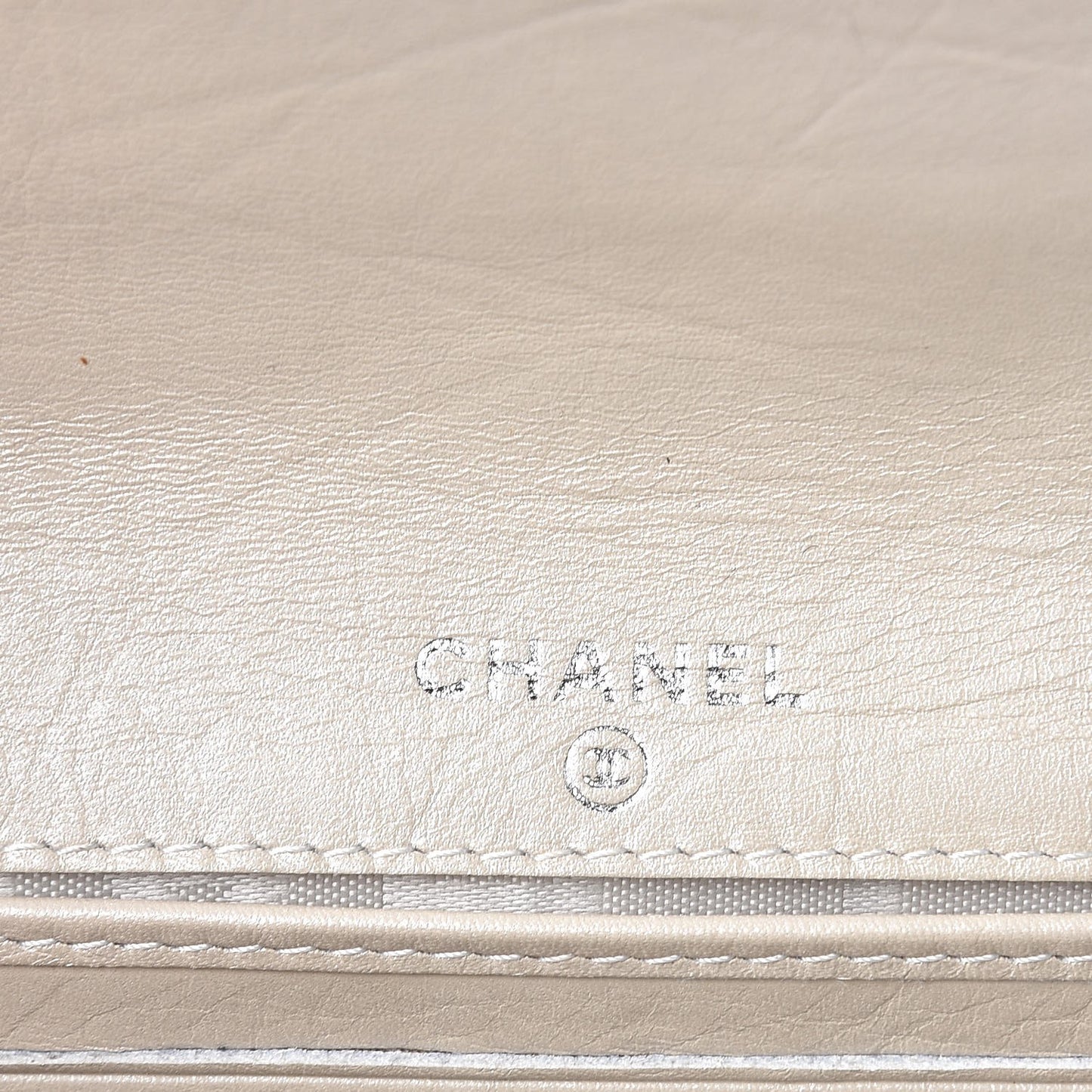Calfskin Quilted Cambon Flap Wallet Light Silver