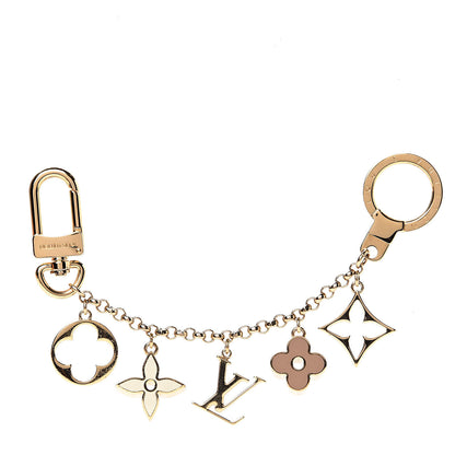 Louis Vuitton Brass Enamel Fleur De Monogram Bag Charm Chain Gold 1 of 3