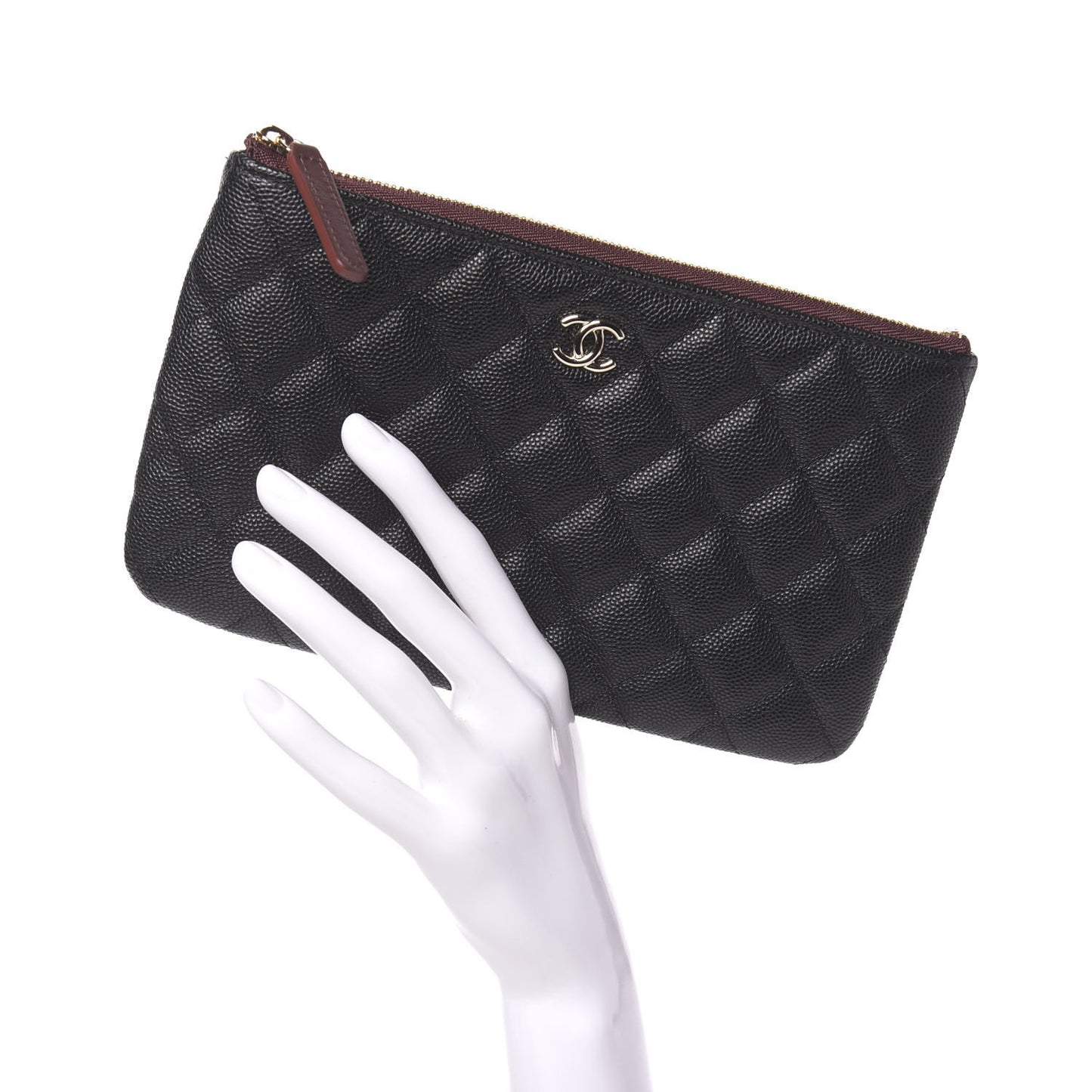 Caviar Quilted Cosmetic Case Black