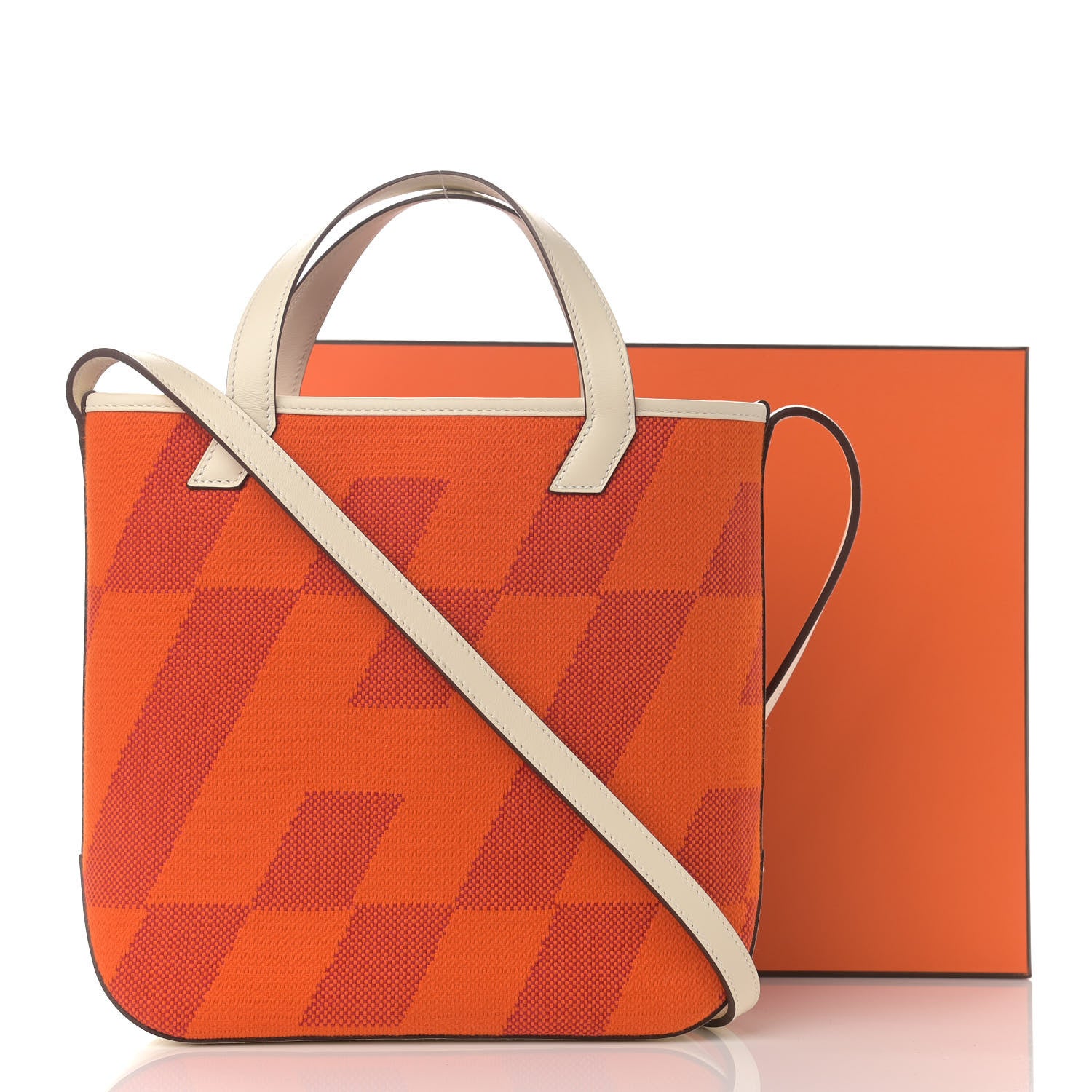 Hermes Swift H Canvas Cabas H En Biais 27 Feu Framboise Nata 11 of 11