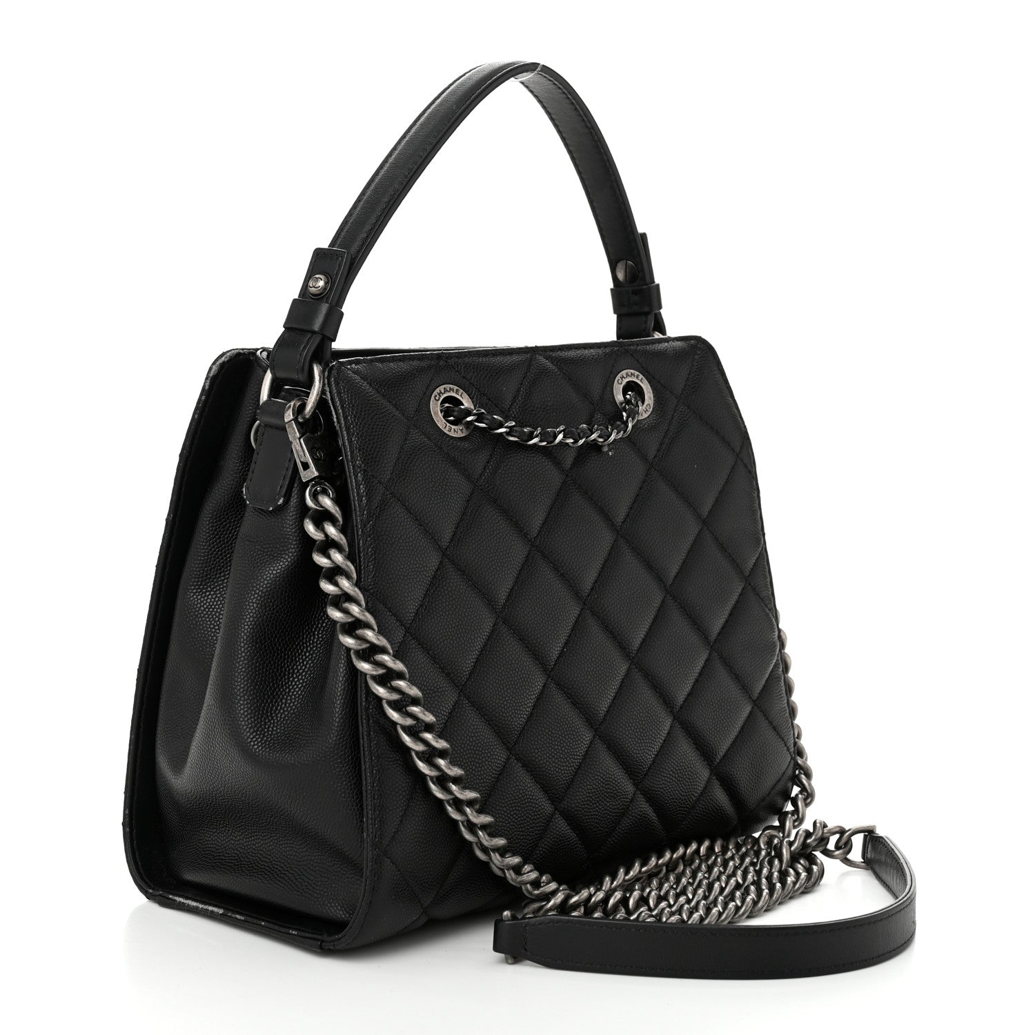 Chanel Caviar Quilted Small CC Bucket Bag Black 3 of 14