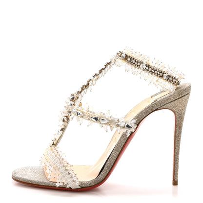 Christian Louboutin Glitter Mini Devibroda 100 Sandals 38 Silver 1 of 9