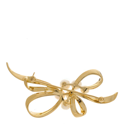 Mikimoto 18K Yellow Gold Akoya Pearl Bow Brooch 3 of 4