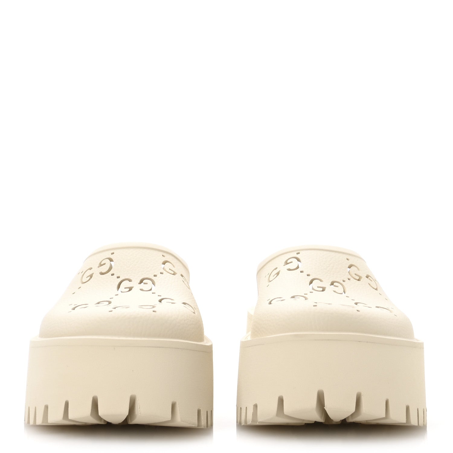 Gucci Rubber Monogram GG Go Through Platform Slide Clogs 39 Mystic White 3 of 9