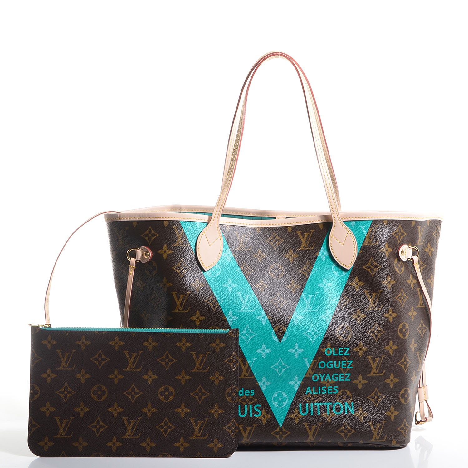 Louis Vuitton Monogram V Neverfull MM Turquoise 4 of 9