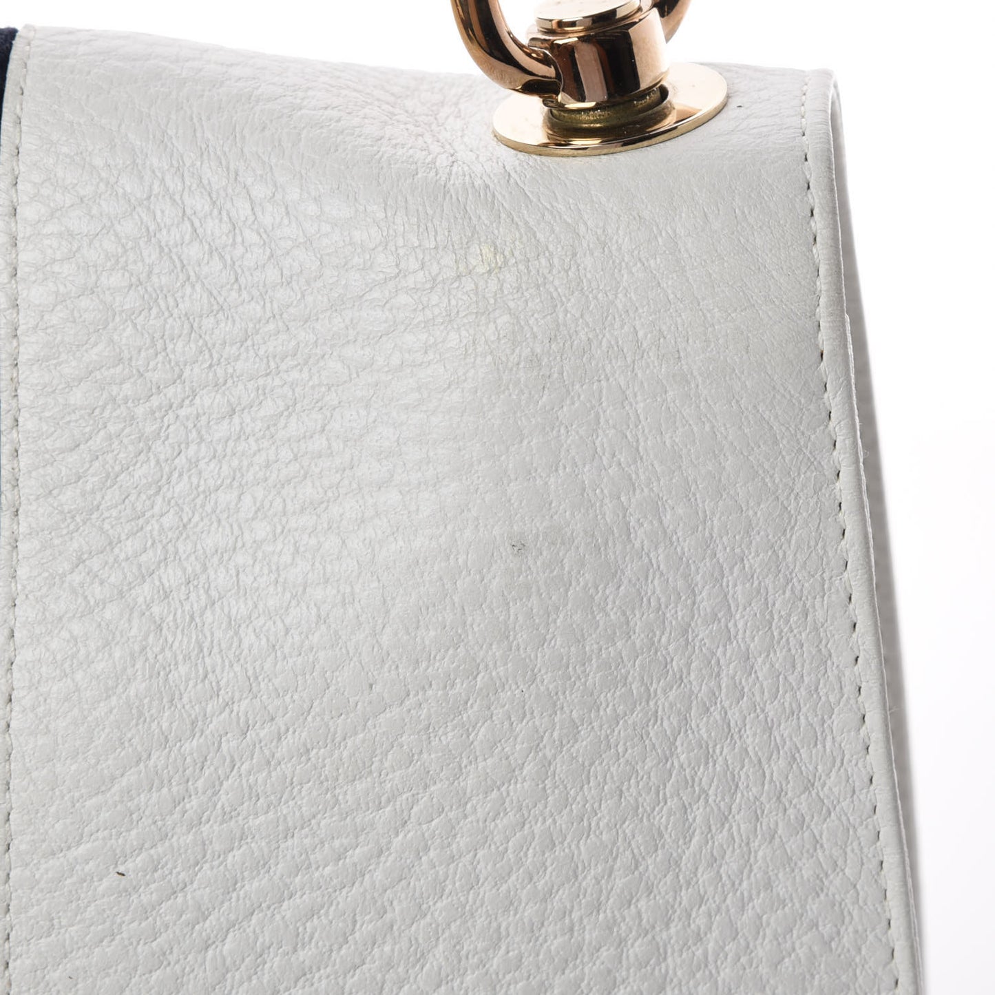 Pebbled Calfskin Web Blondie Flap White