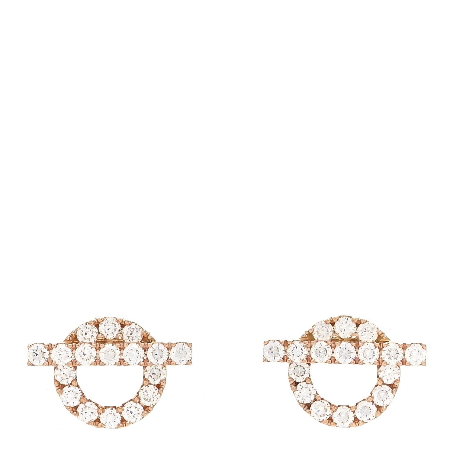 Hermes 18K Rose Gold Diamond Finesse Earrings 1 of 5