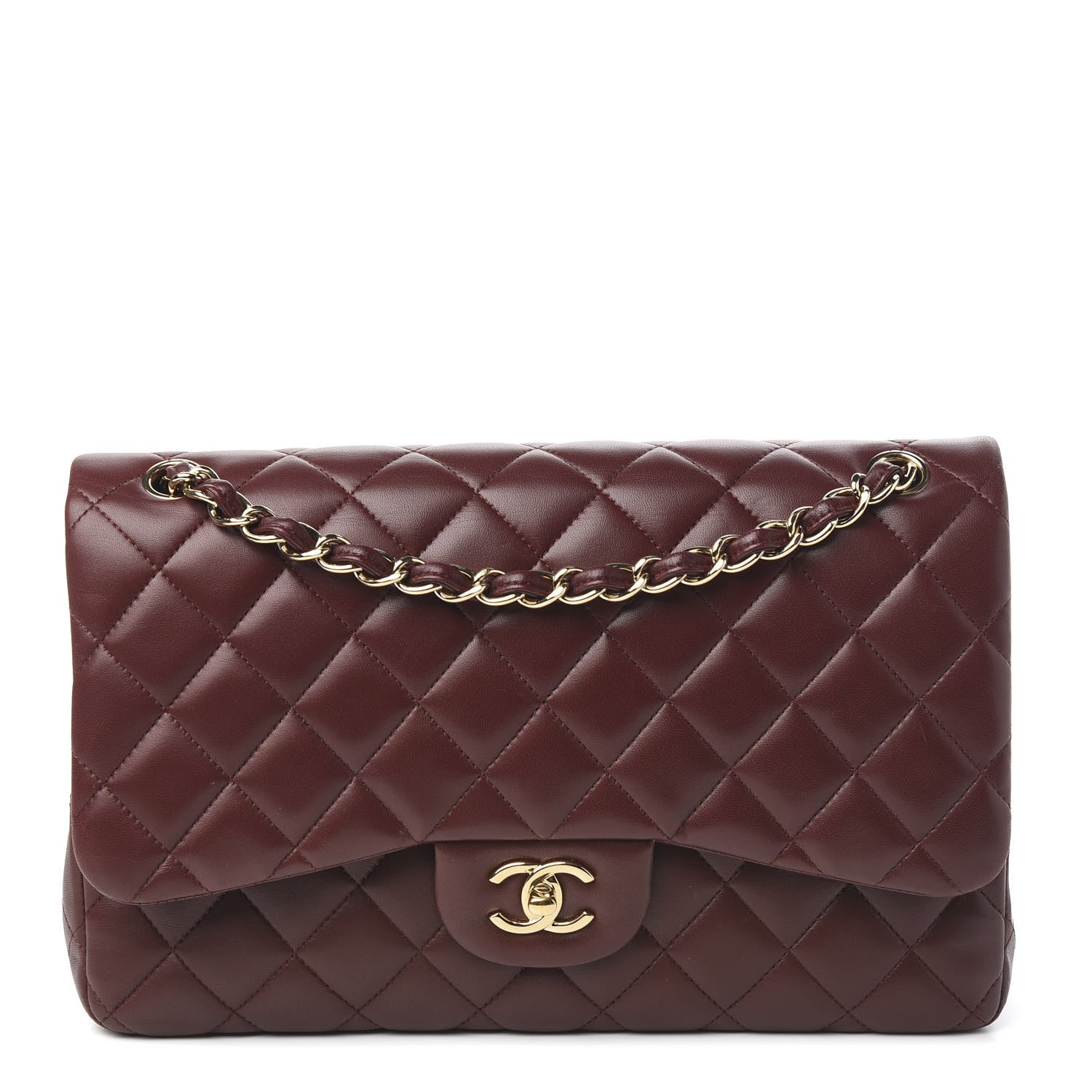 Chanel Lambskin Quilted Jumbo Double Flap Burgundy 1 of 12