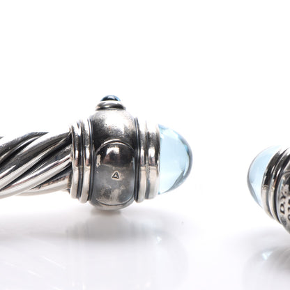 David Yurman Sterling Silver Blue Topaz 8.5mm Cable Renaissance Bracelet 5 of 6