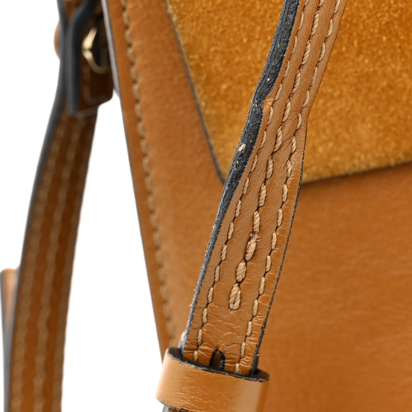 Suede Calfskin Medium Faye Shoulder Bag Mustard Brown