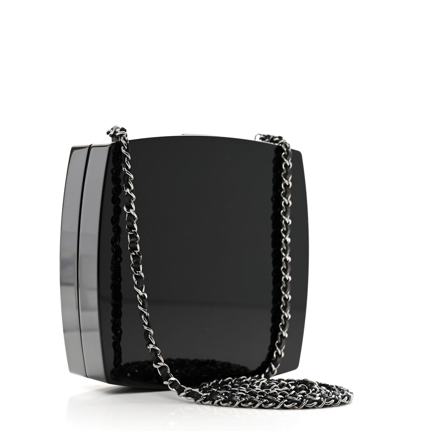 Plexiglass Compact Box Clutch Black Ivory