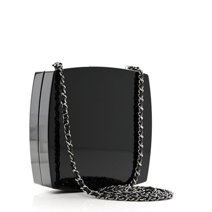Chanel Plexiglass Compact Box Clutch Black Ivory 3 of 11