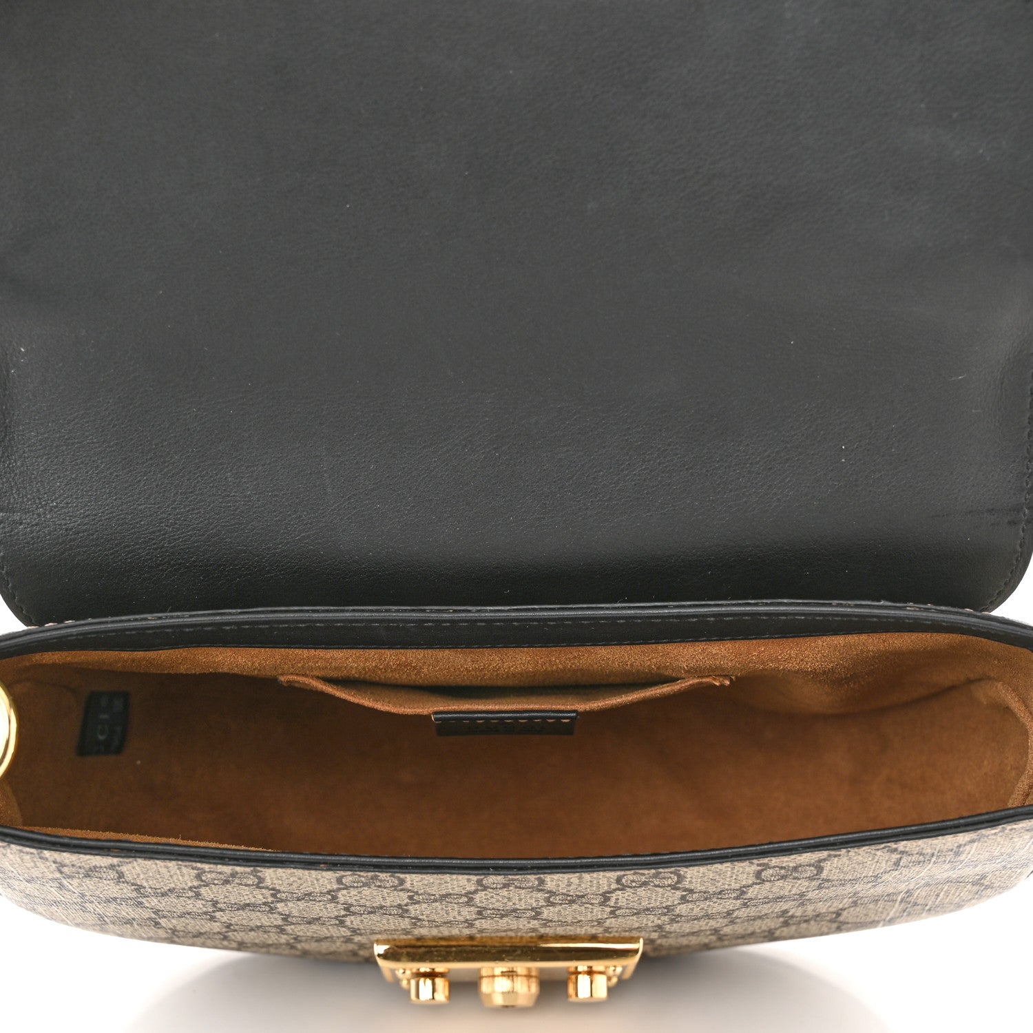 Gucci GG Supreme Monogram Web Medium Padlock Messenger Shoulder Bag Black 5 of 11