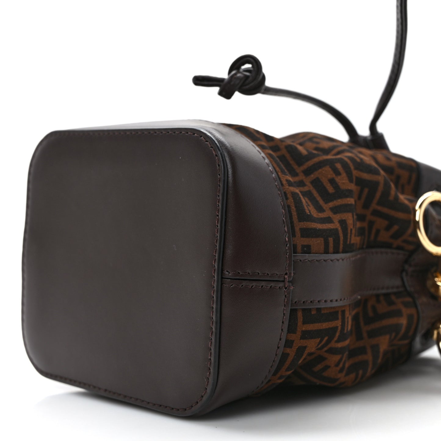 Suede Vitello King F is Fendi Micro FF Mini Mon Tresor Bucket Bag Sigaro Marrone Ebano