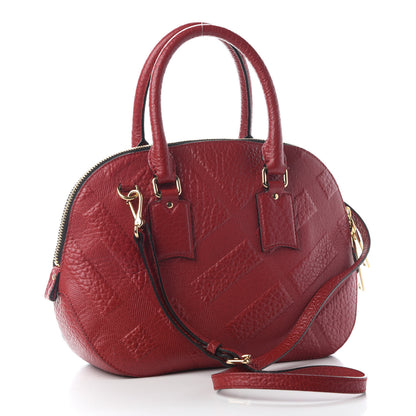 Burberry Heritage Grain Check Embossed Small Orchard Bowling Bag Military Red 2 of 7
