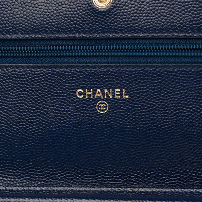 Chanel Caviar Quilted Wallet On Chain WOC Navy Blue 6 of 13