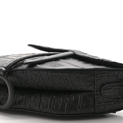 Christian Dior Calfskin Embossed Oblique Saddle Bag Black 9 of 9