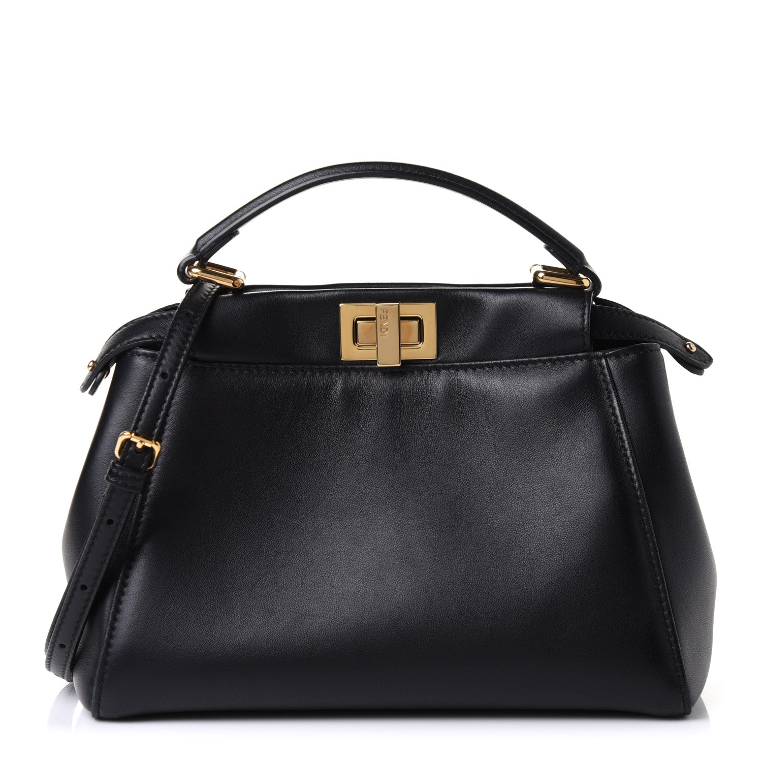 Fendi Nappa Mini Peekaboo Iconic Satchel Black 1 of 10