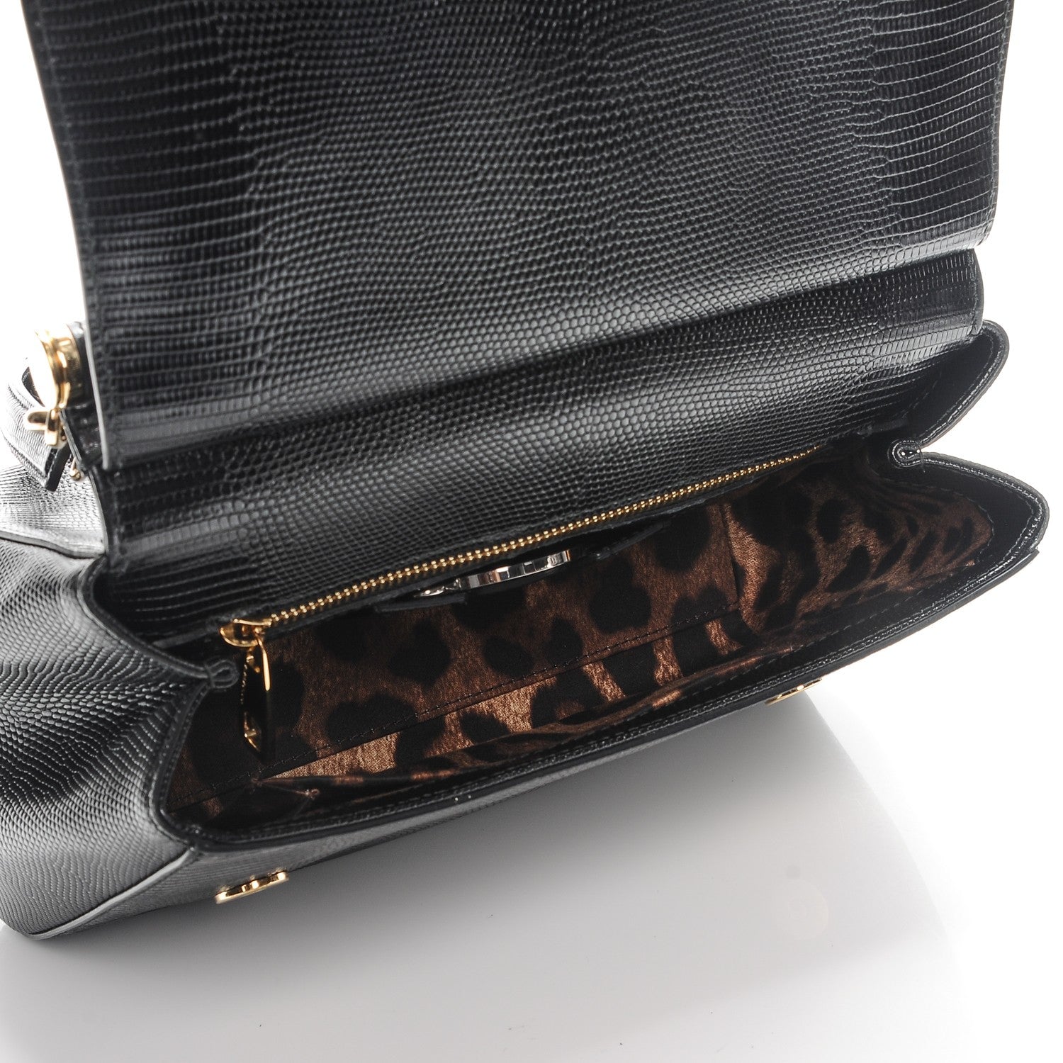 Dolce & Gabbana Lizard Medium Miss Sicily Satchel Black 5 of 7