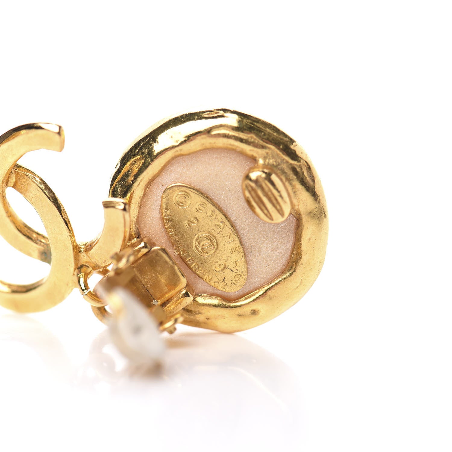Chanel Pearl CC Dangle Clip On Earrings Gold 4 of 6