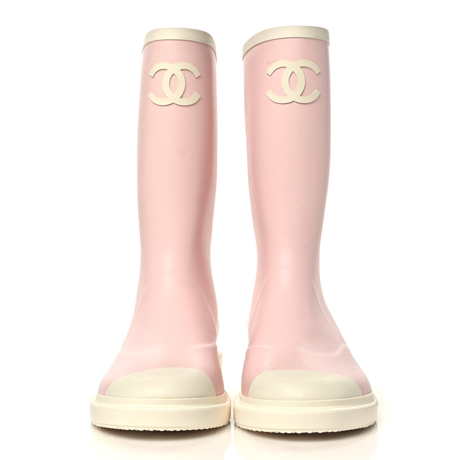 Chanel Caoutchouk CC High Boots 42 Light Pink White 2 of 8