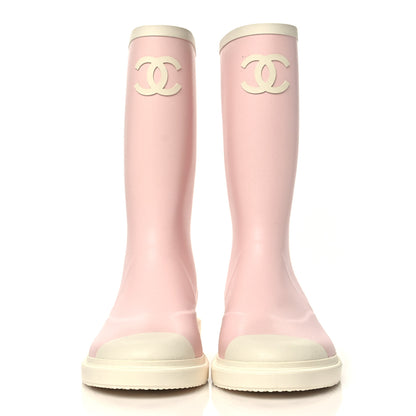 Chanel Caoutchouk CC High Boots 42 Light Pink White 2 of 8