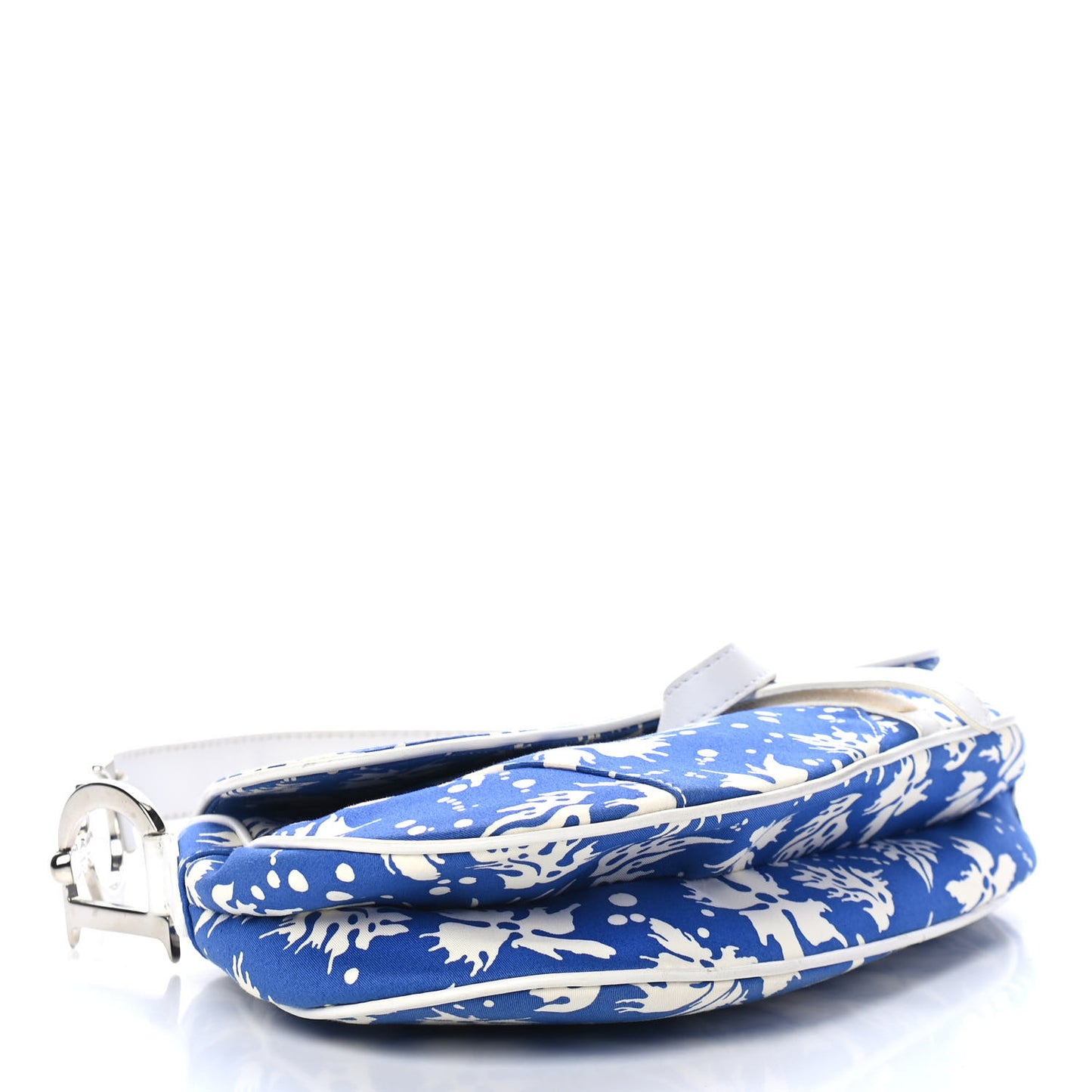 Canvas Hibiscus Saddle Bag Blue White