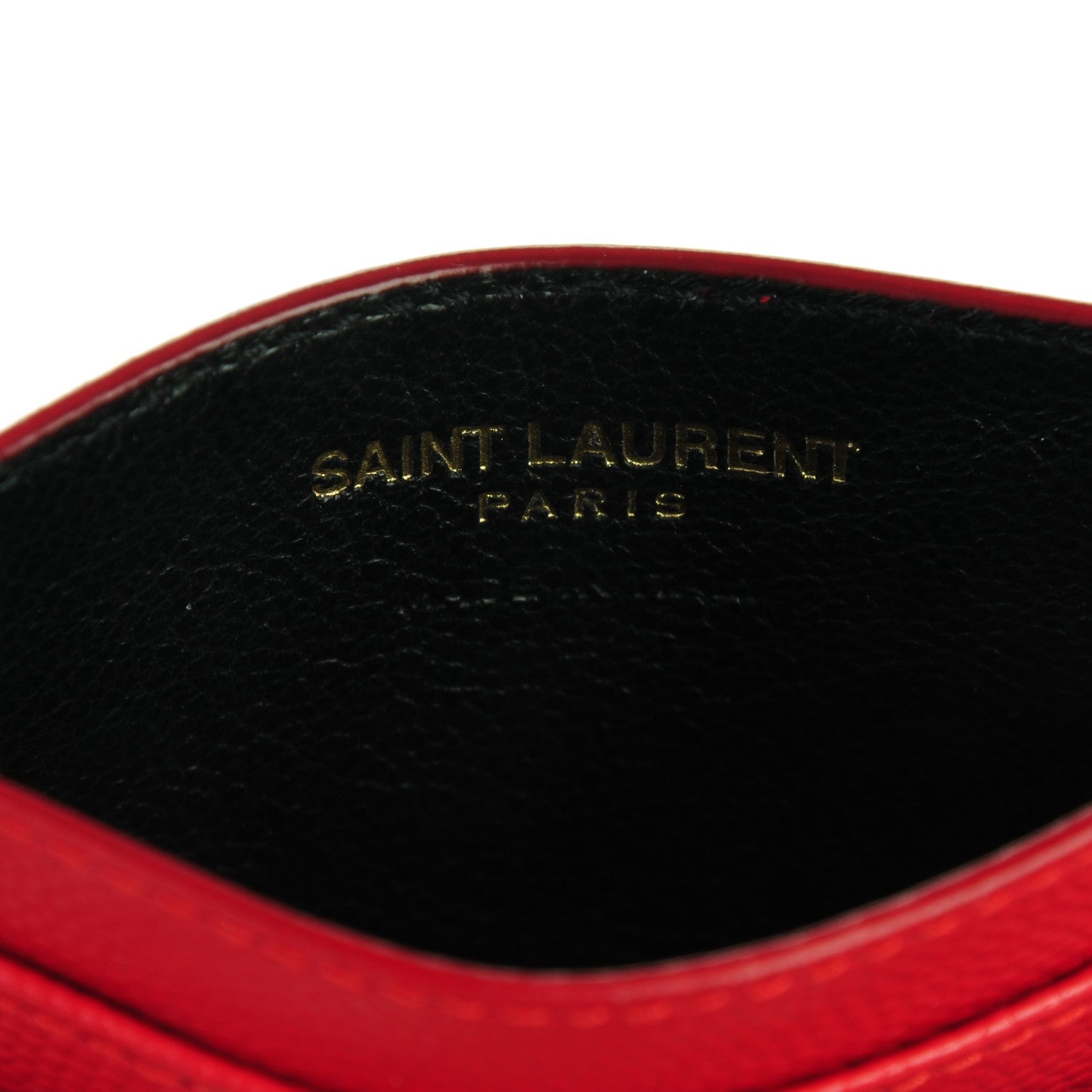 Saint Laurent Grain De Poudre Matelasse Chevron Monogram Credit Card Case New Red 6 of 7