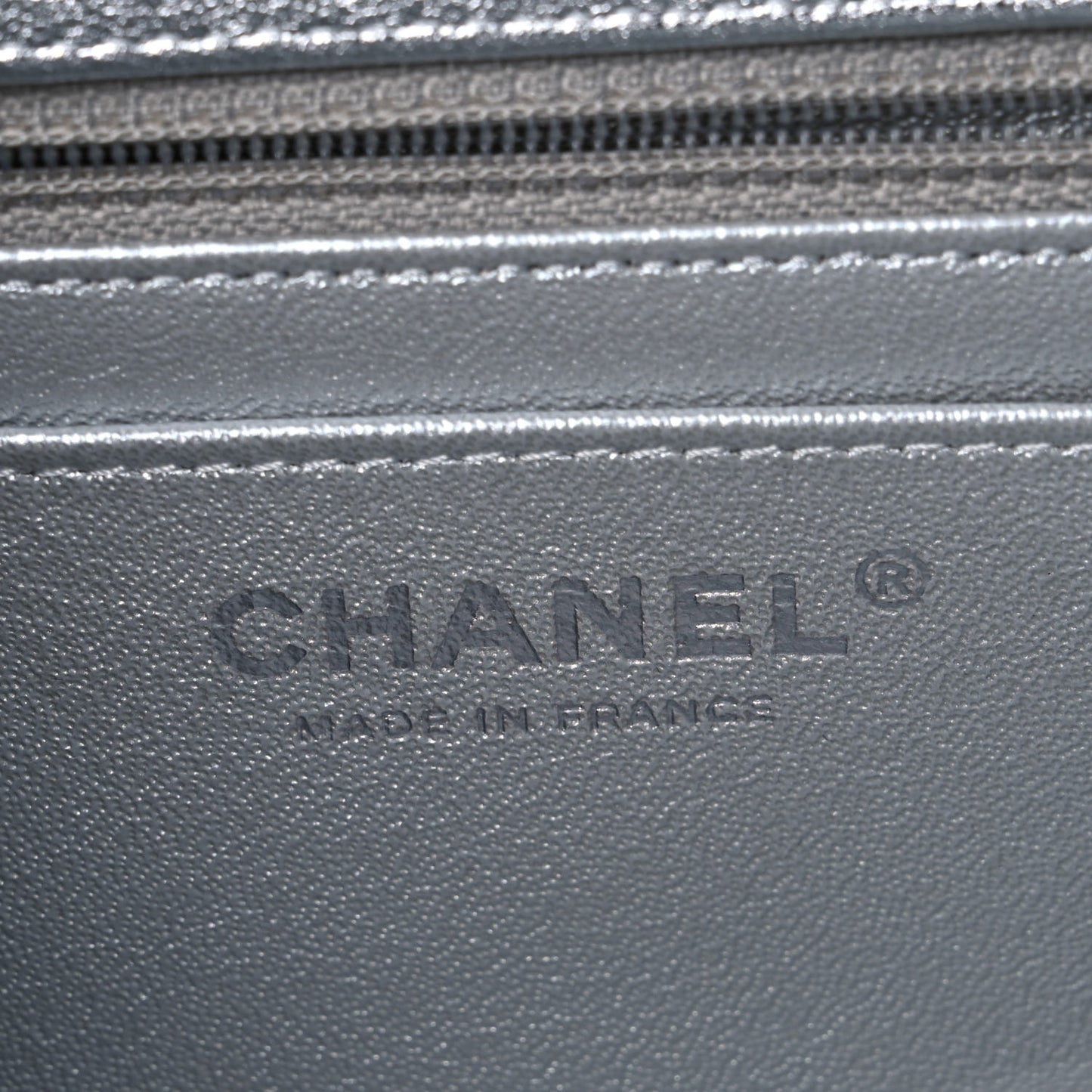 Metallic Lambskin Quilted Mini Rectangular Flap Silver