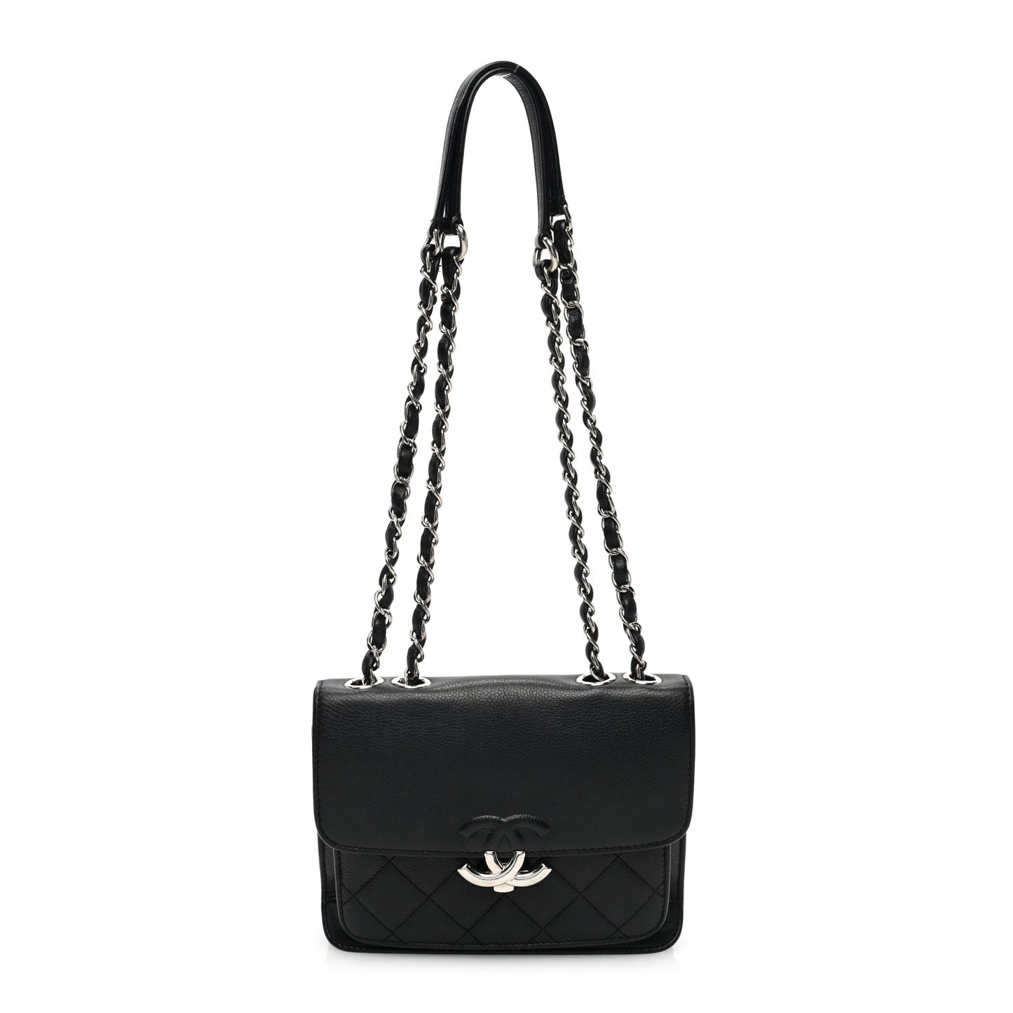 Caviar Quilted CC Box Flap Black