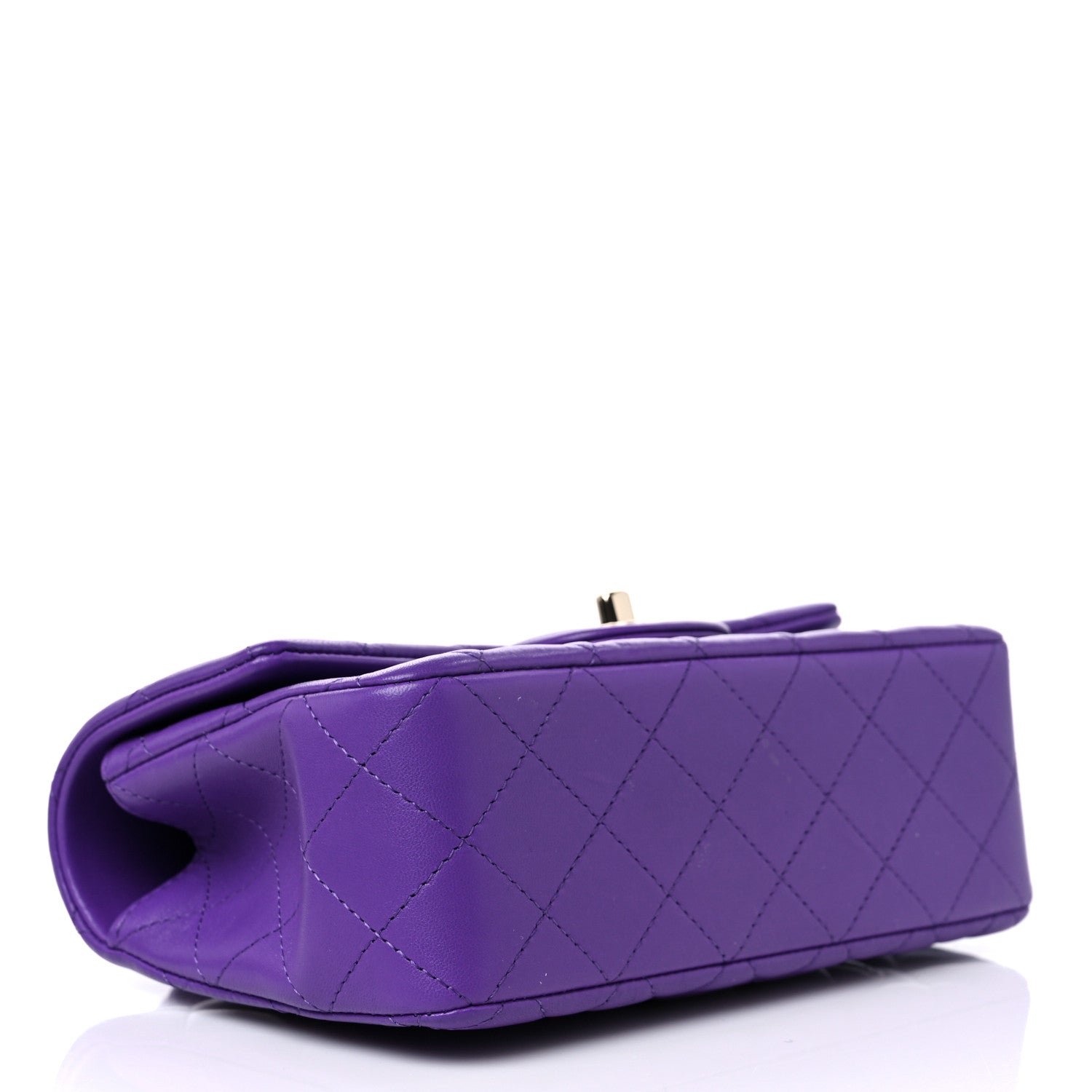 Chanel Lambskin Quilted Mini Top Handle Rectangular Flap Dark Purple 4 of 11