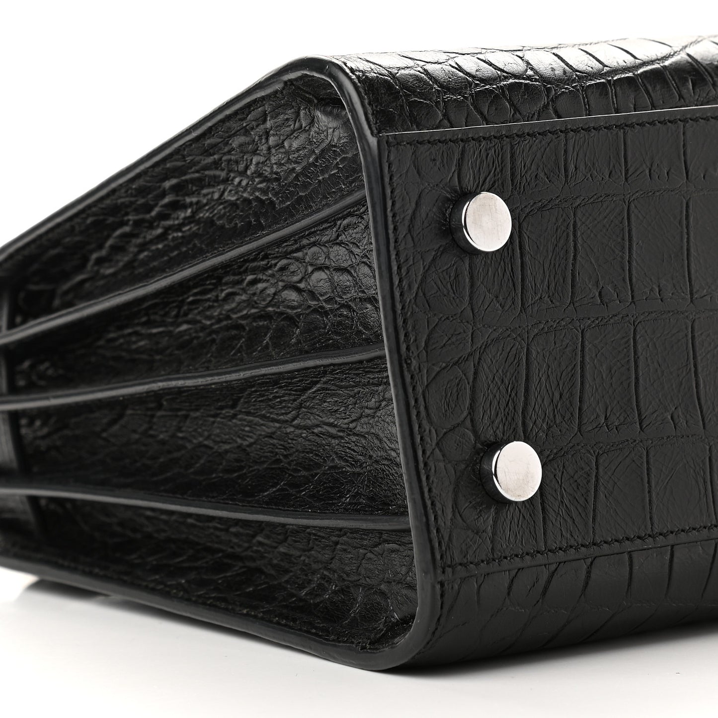 Calfskin Crocodile Embossed Baby Sac De Jour Black