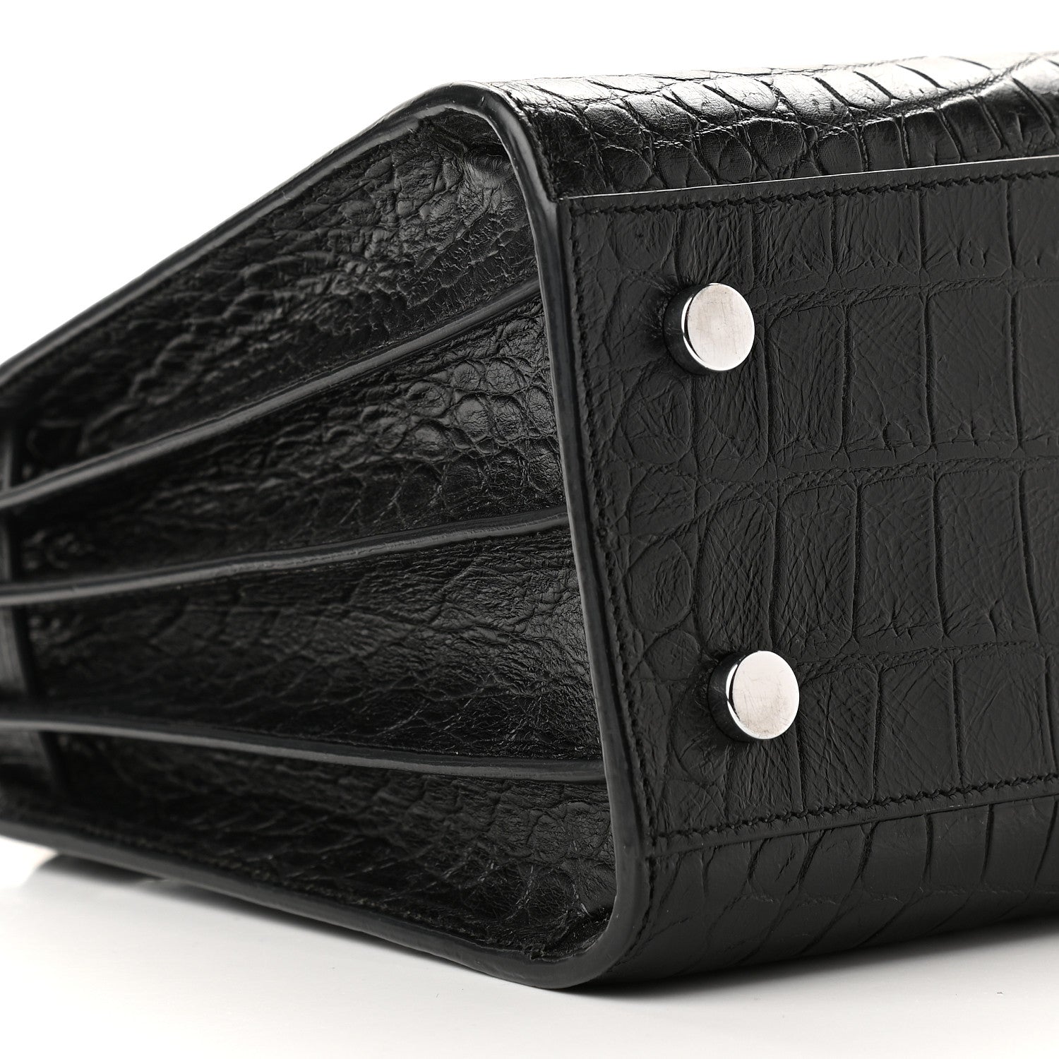 Saint Laurent Calfskin Crocodile Embossed Baby Sac De Jour Black 7 of 8