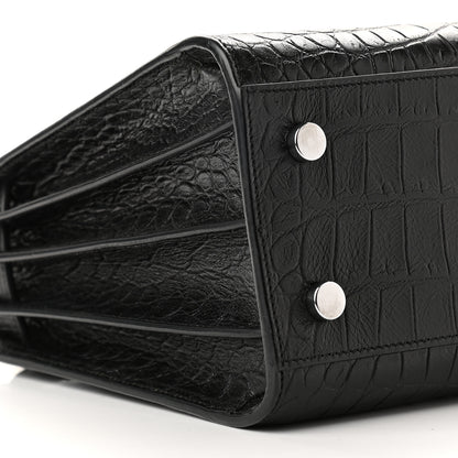 Saint Laurent Calfskin Crocodile Embossed Baby Sac De Jour Black 7 of 8