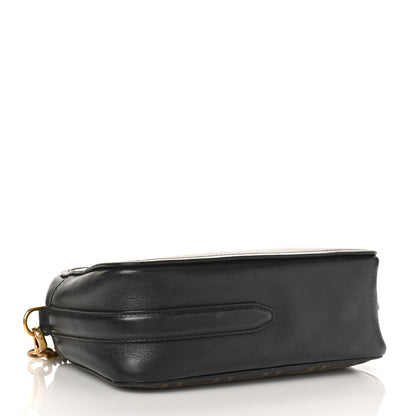 Fendi Glazed Fabric Vitello Century FF 1974 Stamp Patch Camera Case Mogano Panna Black 4 of 8