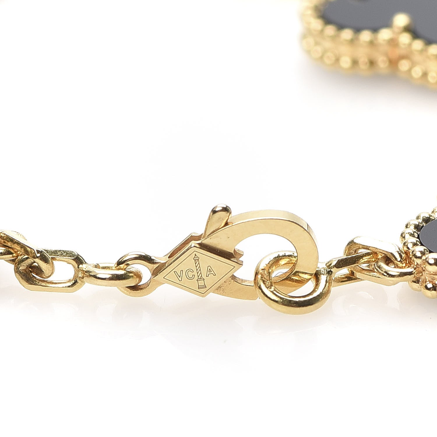 Van Cleef & Arpels 18K Yellow Gold Black Onyx 5 Motifs Vintage Alhambra Bracelet 4 of 7