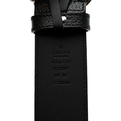 Gucci Textured Dollar Calfskin Nickel Double G 40mm Belt 95 38 Black 5 of 6