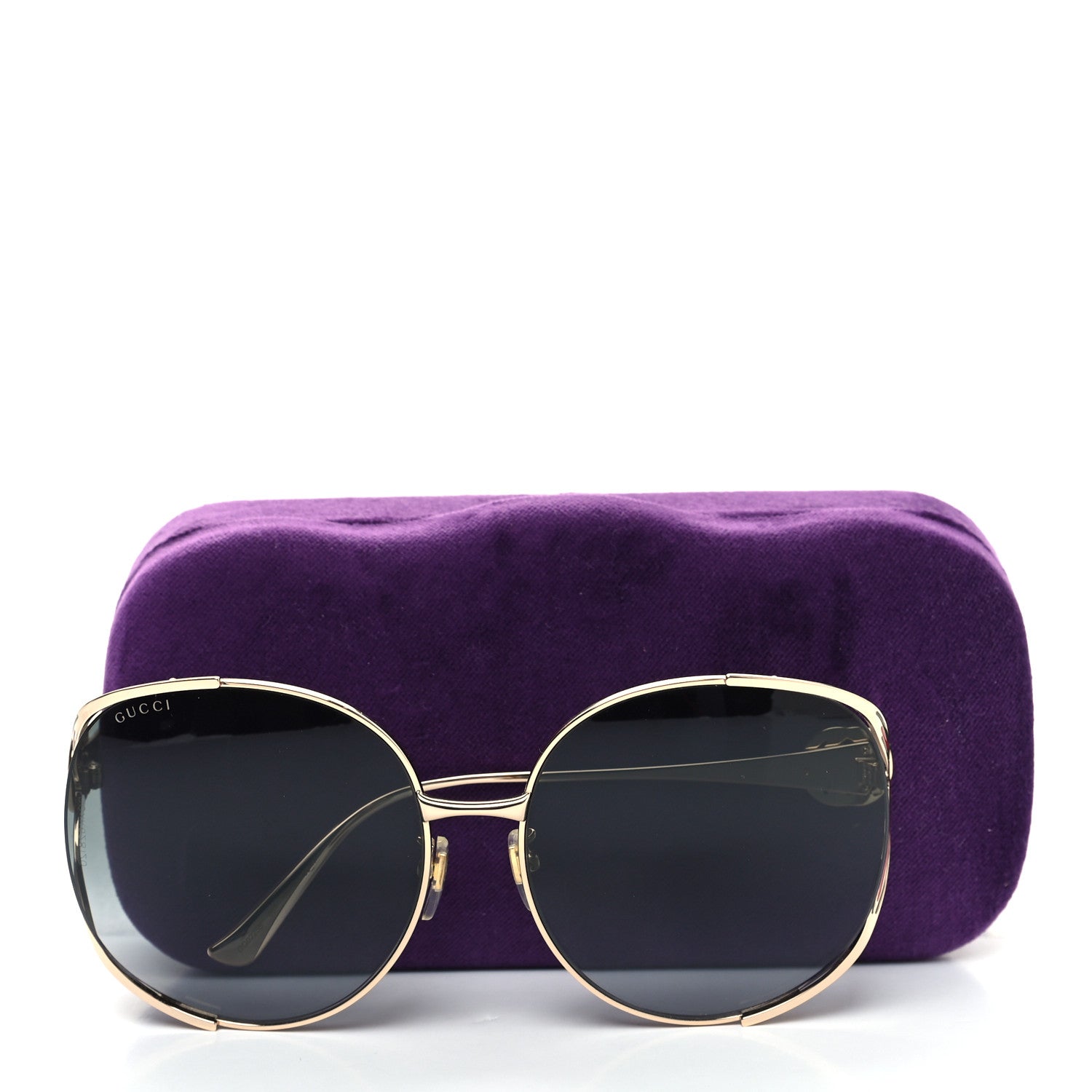 Gucci Metal Oversized Round Frame GG0225S Sunglasses Gold 7 of 7