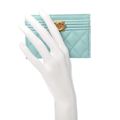 Chanel Caviar Quilted Boy Card Holder Light Blue 2 of 9