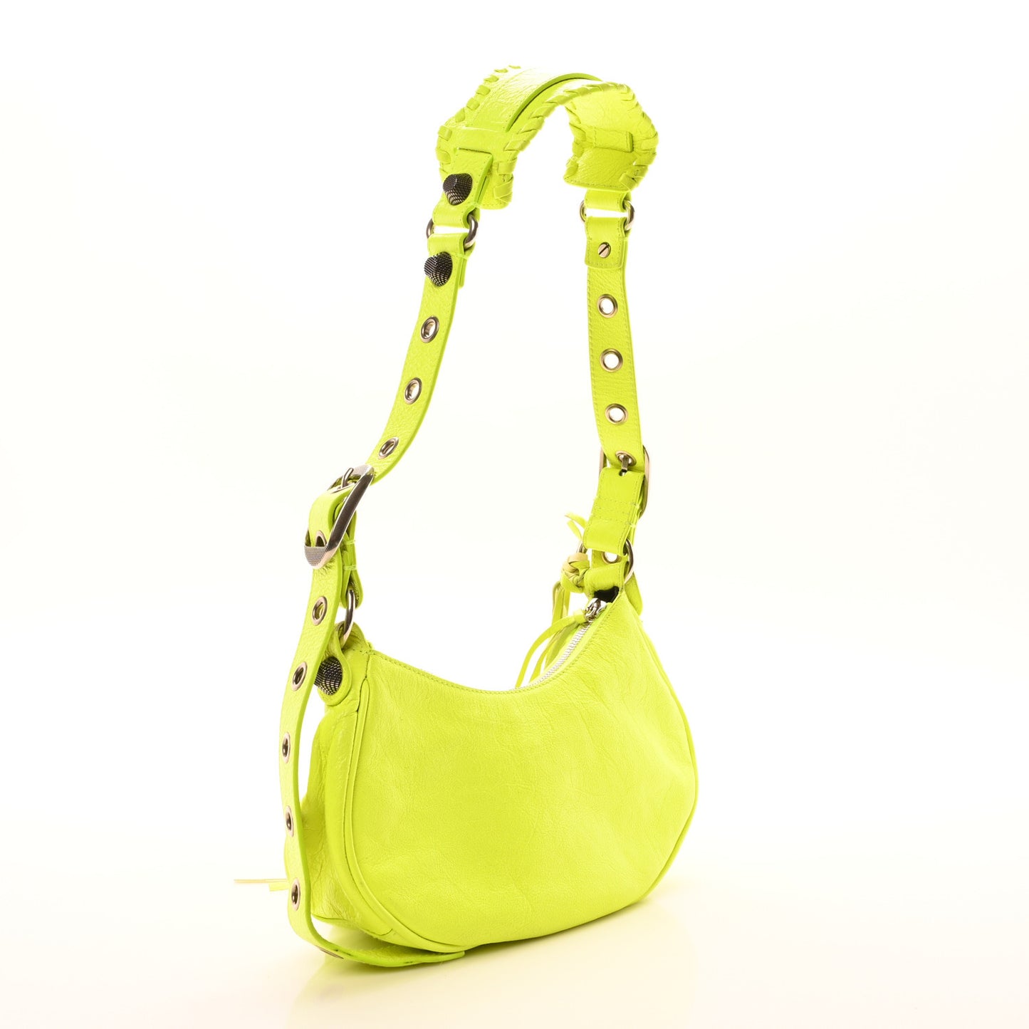 Agneau Arena Le Cagole Shoulder Bag XS Fluo Yellow