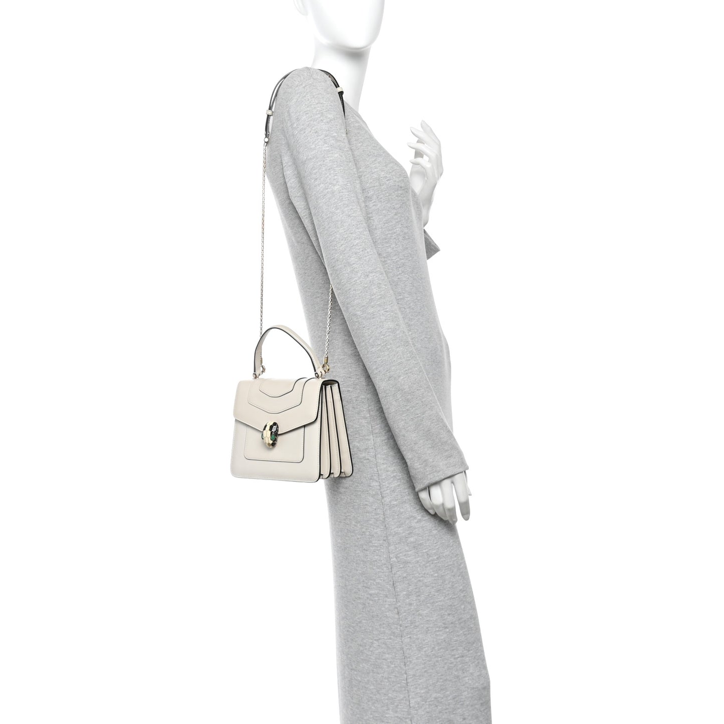 Calfskin Serpenti Forever Top Handle White