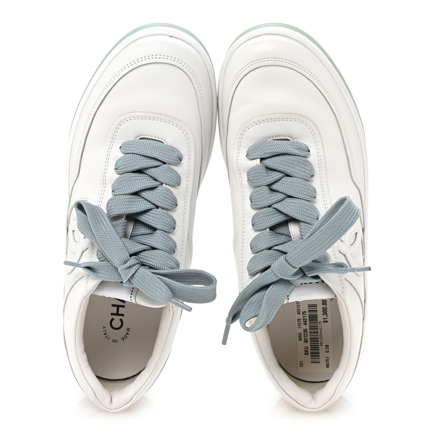 Calfskin CC Womens Sneakers 37.5 White