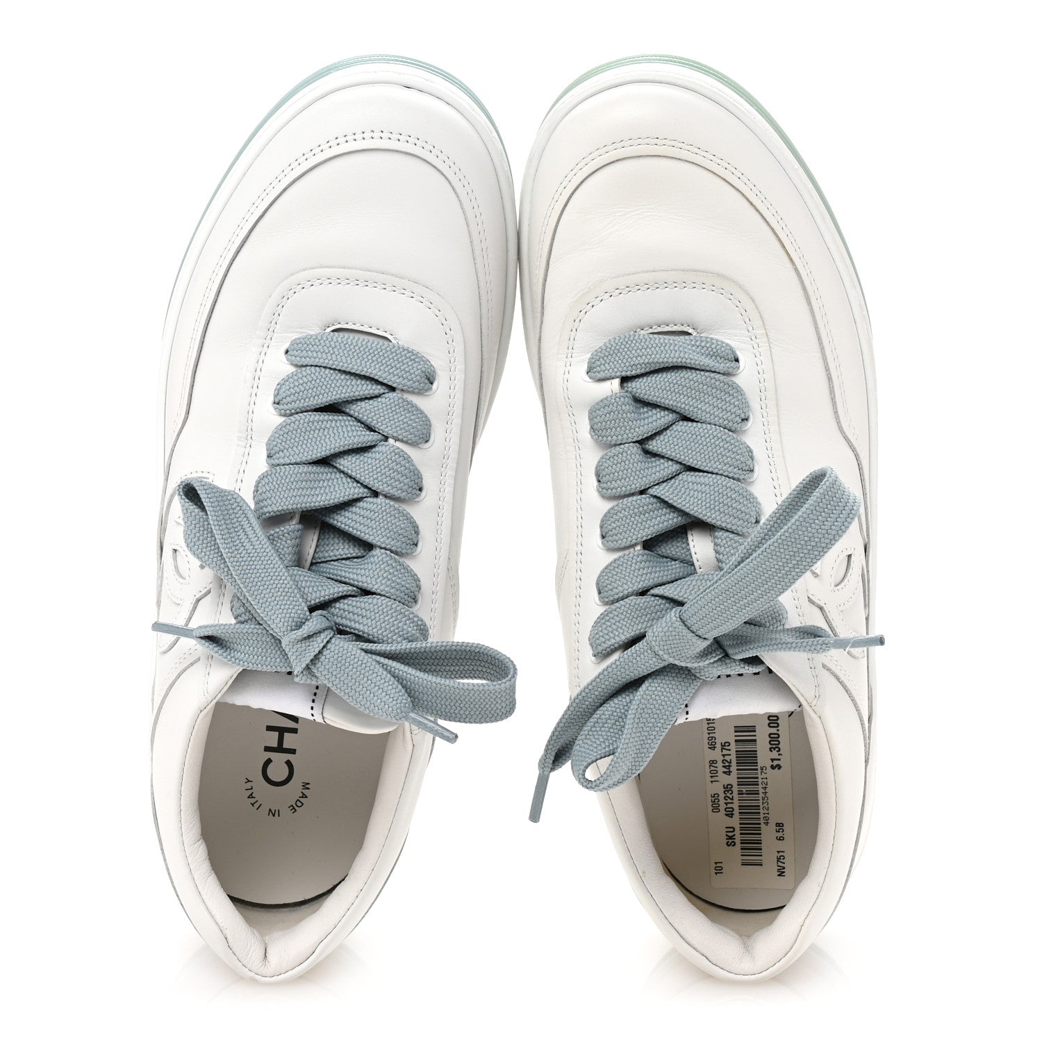 Chanel Calfskin CC Womens Sneakers 37.5 White 2 of 9